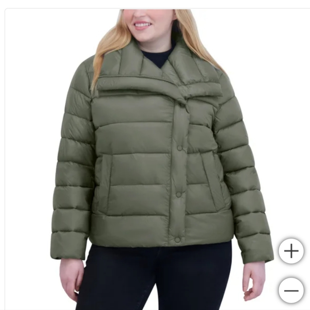 Tahari Ladies' Asymmetrical Puffer Jacket nwt